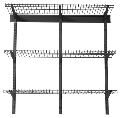 Zdjęcie produktu dla Półki ścienne do garażu, wytrzymałe, 3-poziomowe, stalowe, montowane na ścianie, wymiar 275 x 914 mm. Metalowa półka wisząca, wymiar 275 x 914 mm na każdą półkę, do garażu, z maksymalnym obciążeniem 204 kg, kolor czarny