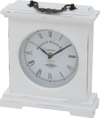 Produktbild von Tischuhr Betty Analog Weiß Vintage Look 24cm Aus Holz und Glas Batteriebetrieben