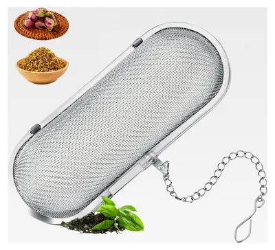 Produktbild von Edelstahl Gewürzsieb und Teesieb – Gewürzsieb zum Mitkochen, Kräutersieb mit Kette, Gewürzfilter für Kochen und Tee, wiederverwendbares Gewürzsäckchen, Gewürzkugel für Kräuter und Gewürze