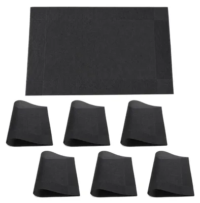 Tischsets 6er-Set, abwaschbar, PVC, schwarz, 45x30 cm