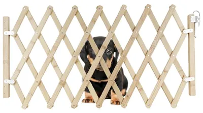 Produktbild von Hundegitter Treppe – Ausziehbares Schutzgitter 25–110 cm – 48–60 cm hoch – Haustiergitter – Faltbar – Bambus – Für Türen, Treppen & Innenräume