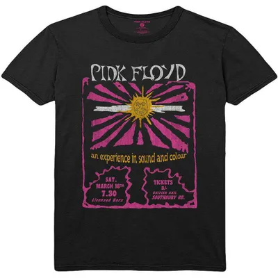 Image de T-shirt à manches courtes Pink Floyd, collection "Sound & Colour", couleur noire, taille S