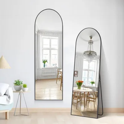 Produktbild von Ganzkörperspiegel 150 x 40 cm Standspiegel mit schwarzem Aluminiumrahmen
