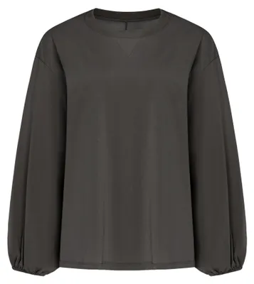 Produktbild von Damen Strickpullover grau Größe M mit Rundhalsausschnitt und Bischofsärmeln