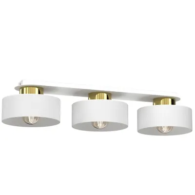 Zdjęcie produktu dla Lampa sufitowa biała listwa ze złotymi elementami Marti 3xE27 15W Luminex