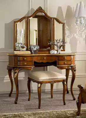 Produktbild von Schminktisch Spiegel Luxus Konsole Kommode Schlafzimmer Holz Design Neu