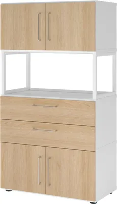 Produktbild von Hammerbacher Kombischrank FlexWall 4OH 1offen weiß/eiche 4032062308509