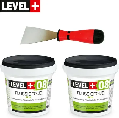 Produktbild von Dichtset Flüssigfolie 3kg Dichtfolie Edelstahlspachtel 60mm Duschelement SET399