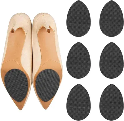 Produktbild von Paar rutschfeste Griffe für Schuhsohlen, rutschfeste, selbstklebende Gummi-Pads, Aufkleber und Schutzfolien zur Geräuschreduzierung an Schuhsohlen und Absätzen für High Heels, Sneaker und Sandalen (schwarz)