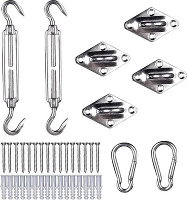 Produktbild von Edelstahl Dachläderhalter-Set mit 2 Spanschrauben und 4 Wandhaken
