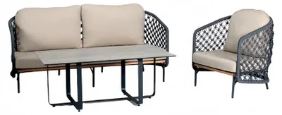 Produktbild von Garten Rattanmöbel Sofagarnitur Terrasse Set Möbel Balkon Outdoor Lounge 3tlg.