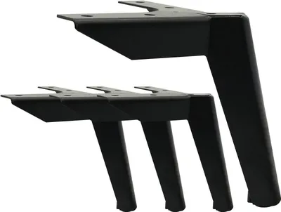 Obrázok produktu pre 4 kusy čiernych kovových nožičiek na nábytok, výška 12 cm