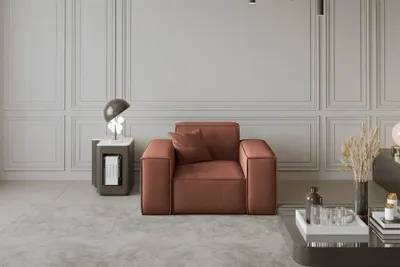 Productafbeelding van Designfauteuil CELES, bekleed met stof Opera Velvet in koperbruin