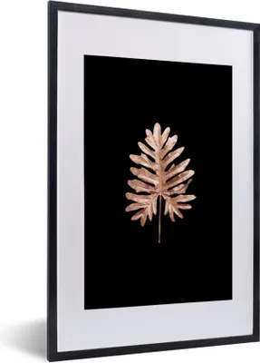 Produktbild von MuchoWow® MuchoWow® Gerahmtes Poster Roségold - Blatt - Schwarz 40x60 cm - Poster mit zchwarzem Bilderrahmen - Poster in Rahmen