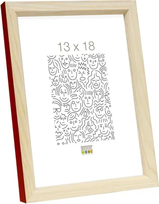 Obrázok produktu pre Deknudt S233H4 drevený fotorámik v prírodnej farbe s červeným okrajom, 24 x 30 cm