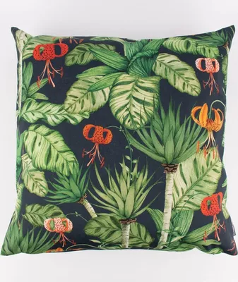 Produktbild von SCHÖNER LEBEN. Kissenhülle Outdoor Blätter Blüten blau grün rot Größe 80x80cm (HxB) 80x80cm (HxB) Größe