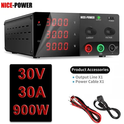 Image de Alimentation CC réglable - Alimentation de laboratoire 30V 30A - Tension et courant réglables - Alimentation à découpage - Sortie unique - Entrée 220V