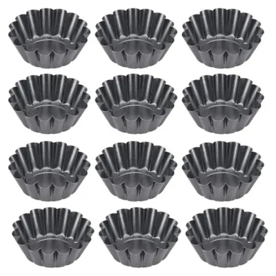 Produktbild von 12 Eierkuchenformen – Antihaftbeschichtete Aluminium-Backförmchen, wiederverwendbare und langlebige Törtchenformen für das Backen zu Hause und beim professionellen Backen