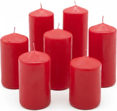 Obrázok produktu pre Sada 7 sviečok z pravého vosku Ø 5 cm - červená - adventné sviečky v 7 rôznych výškach