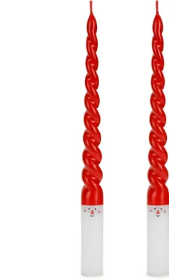 Image de Bougies pointues en paraffine 25cm Père Noël, set de 2, rouge / blanc