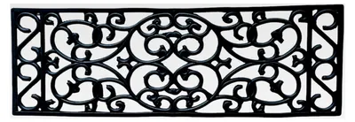 Produktbild von Stufenmatten für den Außenbereich | Gummi | Ornament Design | Antirutschmatte | schwarz | mit Winkelkante 75x25 cm