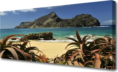 Produktbild von Tulup Leinwand-Bilder 125x50 Wandbild Canvas Kunstdruck Strand Meer Felsen Landschaft