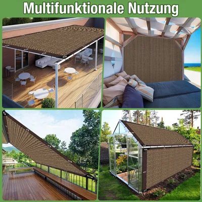 Produktbild von Sonnensegel Schattiernetz UV-Beständiges Sonnenschutznetz Sichtschutz Schattierungsnetz mit Ösen für Gewächshaus Garten Balkon Hofdächer, 3x3m