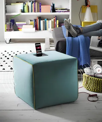 Produktbild von Hocker Ladestation Handy Polsterhocker Sitzhocker Hocker Ottomane Pouf Fußhocker