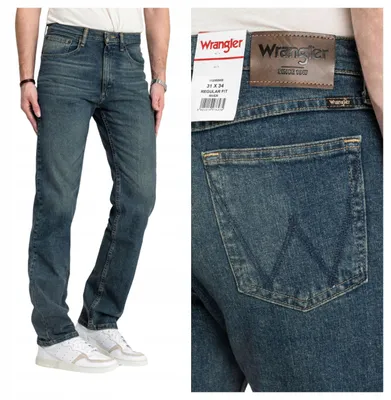 Zdjęcie produktu dla WRANGLER | Jeansy męskie River Regular Blue Straight, rozmiar W34, długość L32
