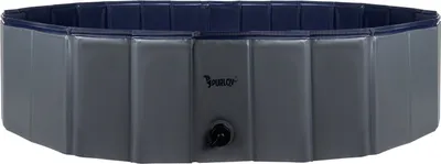 Produktbild von Hundepool 160x30 cm/ 120x30cm PVC + ABS Klappbar Antitutsch-Belag Ablaßventils Blau-Grau 23831, Größe:120/ 30 cm