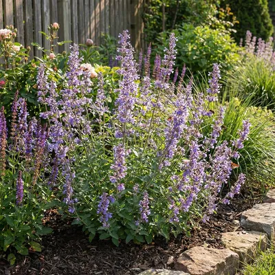 Image de Bloomique - Lot de 6 - Nepeta faassenii - Cataire - Rustique - Vivace - Mellifère - Hauteur 10-20 cm - Pot 9 cm