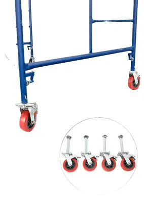 Immagine prodotto di Ruote girevoli, diametro 150 mm, capacità di carico 500 kg, set di 4 con freno, costruzione robusta in plastica e acciaio, rotazione a 360°