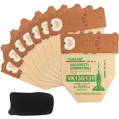 Staubsaugerbeutel 8er-Pack für Kobold VK130 VK131 + Motorfilter