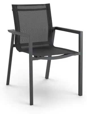 Produktbild von Stapelbarer Gartenstuhl Delia | Anthrazit | Textilene | Brafab | 2er Set