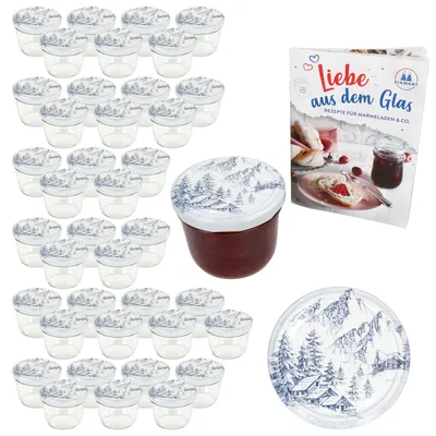 Image de lot de 40 bocaux en verre renversé 230ml TO82 Alpen Couvercle DiamantSucre-Recette