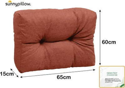 Produktbild von sunnypillow Palettenkissen für Gartenmöbel - Rückenkissen 65 x 60 cm - Rückenpolster für Bett und Sofa - Palettenpolster für Palettenmöbel - Gesteppte Gartenkissen - Rückenlehne, Seitenkissen Orange