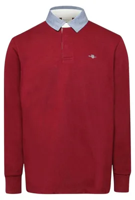 Produktbild von Gant - "Rugger" Polo Sweatshirt für Herren, Chambray-Stoff, Regulär GT24048 (S) (Rot)