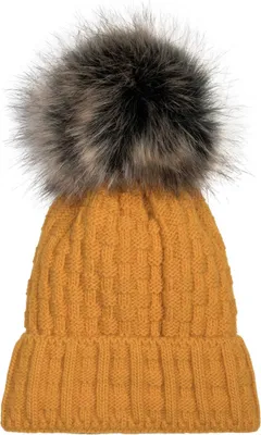 Produktbild von styleBREAKER Uni warme Strick Bommelmütze mit Flecht Muster und Fleece Futter, Winter Fellbommel Mütze 04024171