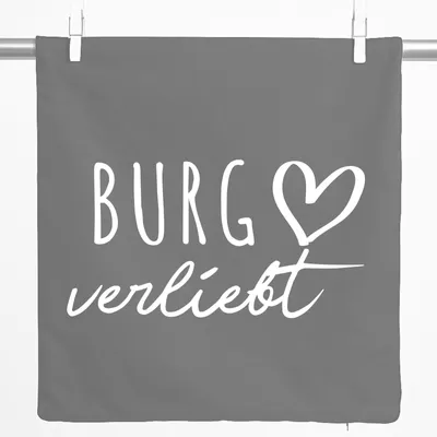 Produktbild von Huuraa Kissenbezug Burg verliebt 40x40cm Steel Grey Baumwolle Dekokissenbezug Geschenkidee