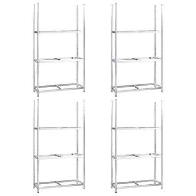 Zdjęcie produktu dla vidaXL Stojaki na opony z 3 półkami 4 szt. srebrne 110x40x200 cm stalowe