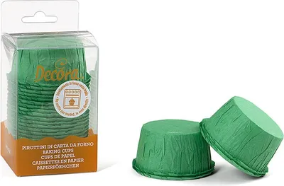 Produktbild von Decora Zerknitterte Muffinschalen, Cupcake-/Muffin-Cups, Rund, 220 °C, Grün, Papier, 35 mm