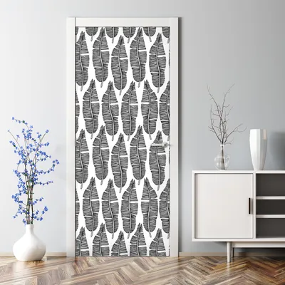 Produktbild von Dekorative Abnehmbarer Wandsticker Türtapete selbstklebend Klebefolie Skizzierte Orchideen 70 x 200 cm