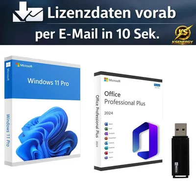 Produktbild von Microsoft Windows 11 Pro + Office 2024 Professional Plus + USB-Stick von ksenergy + Produktschlüssel + Lizenzdaten vorab per E-Mail in 10 Sekunden