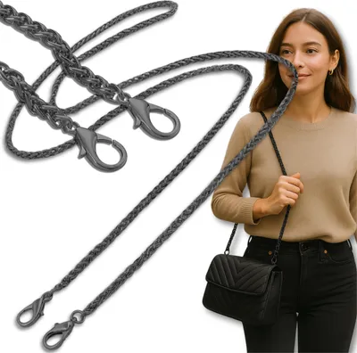 Produktbild von EDIBAZZAR | Taschengurt, lange Kette, elegante schwarze Metallkette
