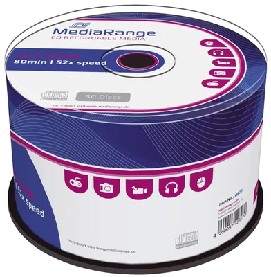 Image de MediaRange MR207 CD-R vierges - 700MB/80Min, 52x/broche, boîte de 50 pièces