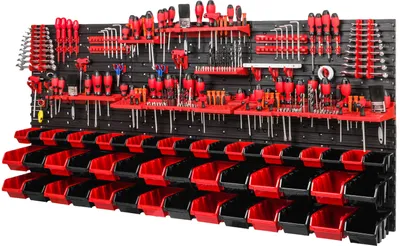 Produktbild von Stapelboxen Set 6x Wandregal Lagersystem 50 Boxen Halterungen 1728 x 780 mm