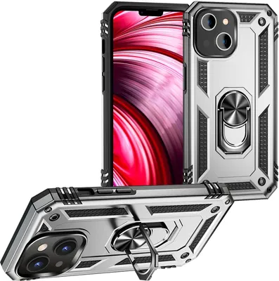 Produktbild von Ring Hülle für iPhone 14 Plus - Military Schutz Stoßfest Outdoor Hard Case Cover Silber