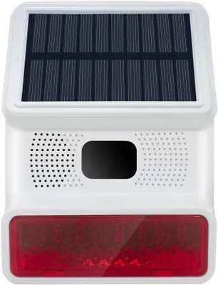 Produktbild von HUXGO HXA523 Solar Ausensirene – Drahtlos, 80 dB Wetterfeste Alarm mit PIR-Sensor