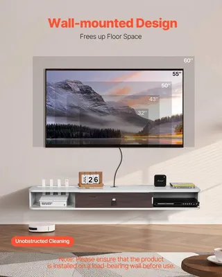 Immagine prodotto di Mobile TV sospeso 55 pollici con vano per cavi, colore bianco