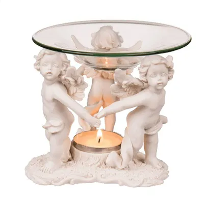 Immagine prodotto di Lampada per aromi a tre angeli con ciotola in vetro - lampada per fragranze a luce di tè